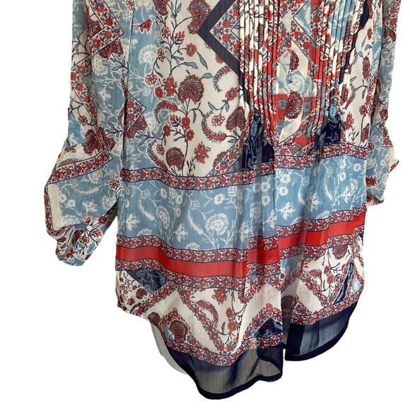 NWT Daniel Rainn Flowy Boho Floral Print Popover Long Roll Tab Sleeves Top XS - Picture 16 of 16